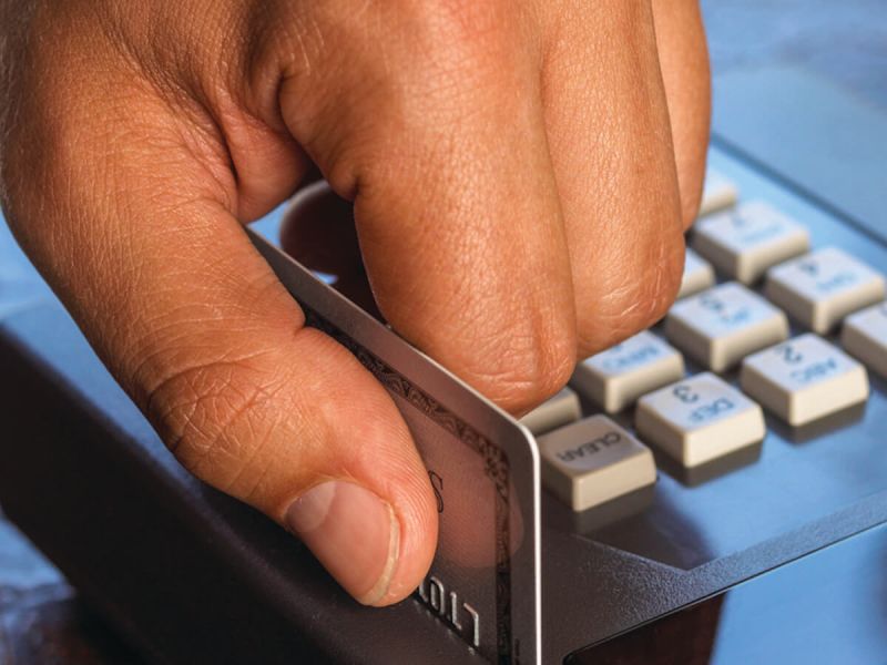 swiping credit card machine