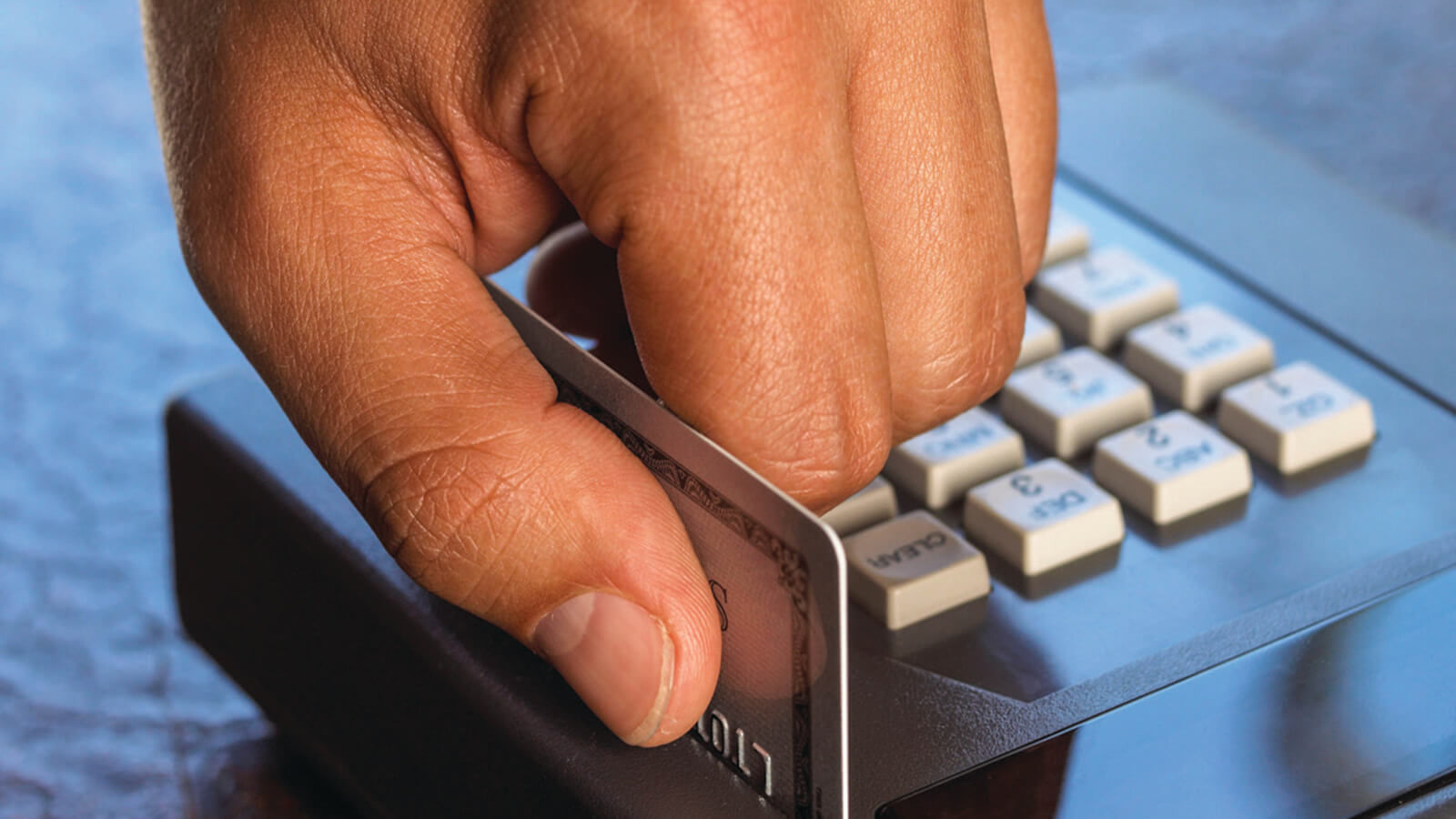 swiping credit card machine