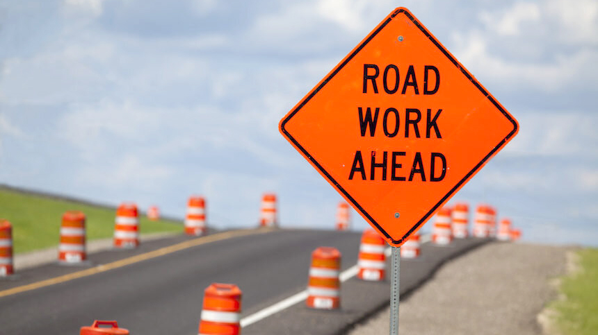 Road work sign