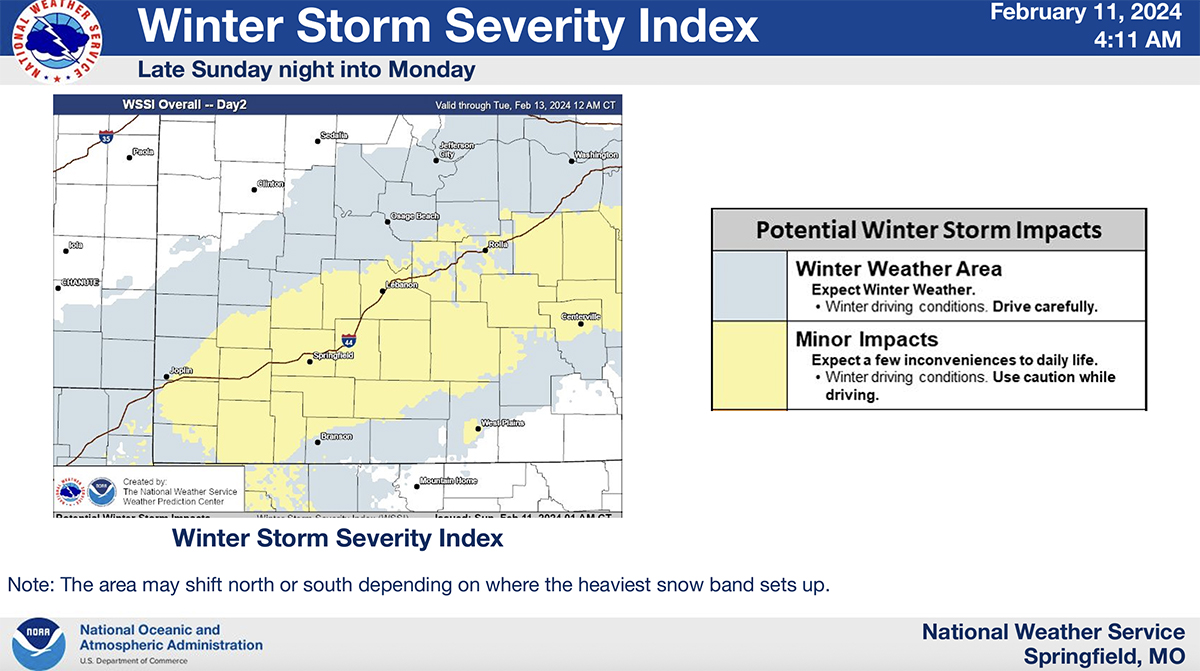 WEATHER SERVICE: Rain, snow expected to hit southern Missouri late Sunday