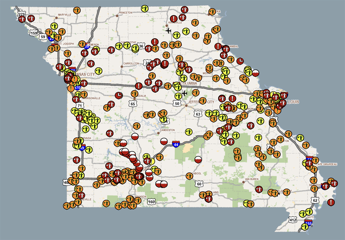 See MoDOT road closures